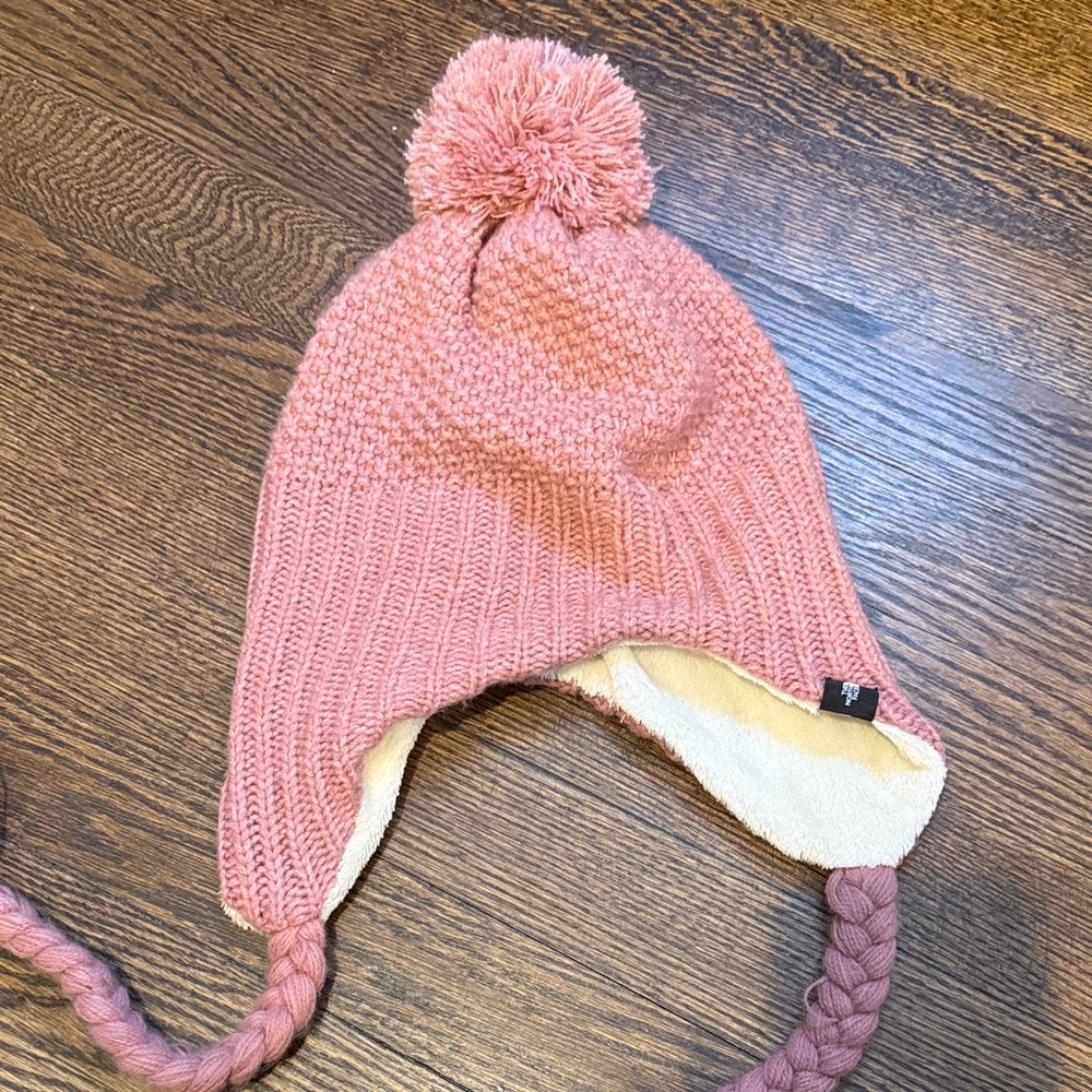 The North Face Pink Knit Pom-Pom Hat